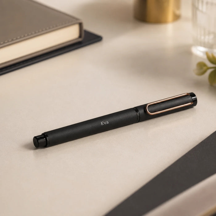 Full Black With Rose Gold Clip Premium Ball Pen