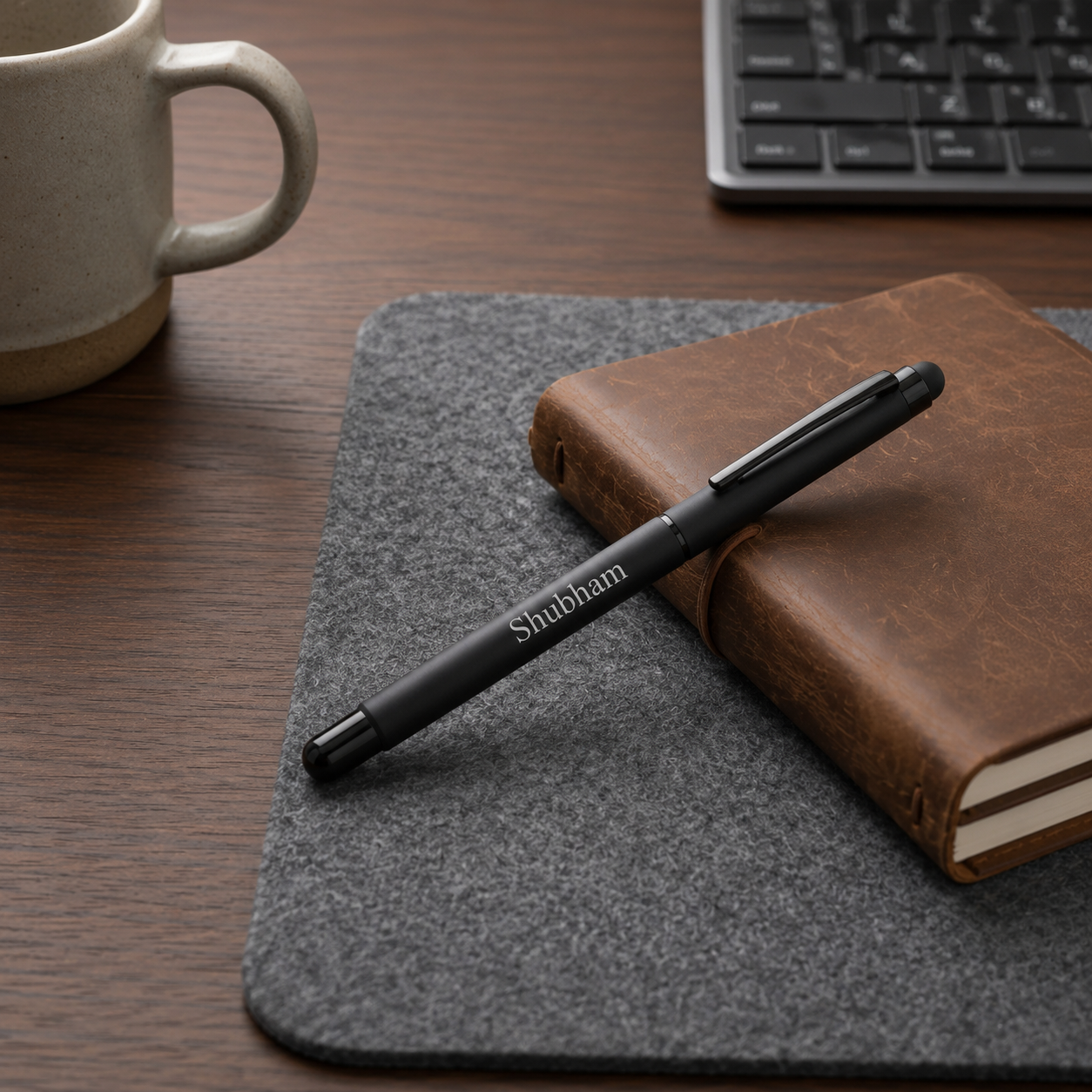 2 In 1 Black Matte Roller Pen