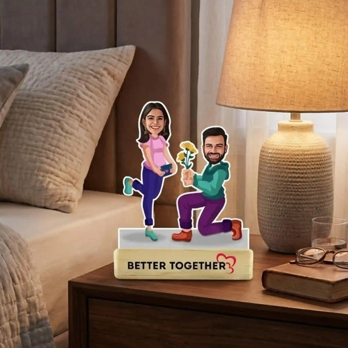 Better Together Forever caricature sweet romantic custom artwork and personalized couple caricature