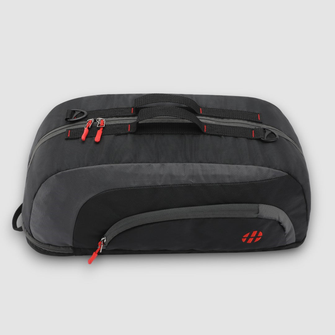 Jake Convertible (3-in-1) Gym Duffel/Sports Bag with Shoe Compartment (31 Ltrs) Black Grey Medium