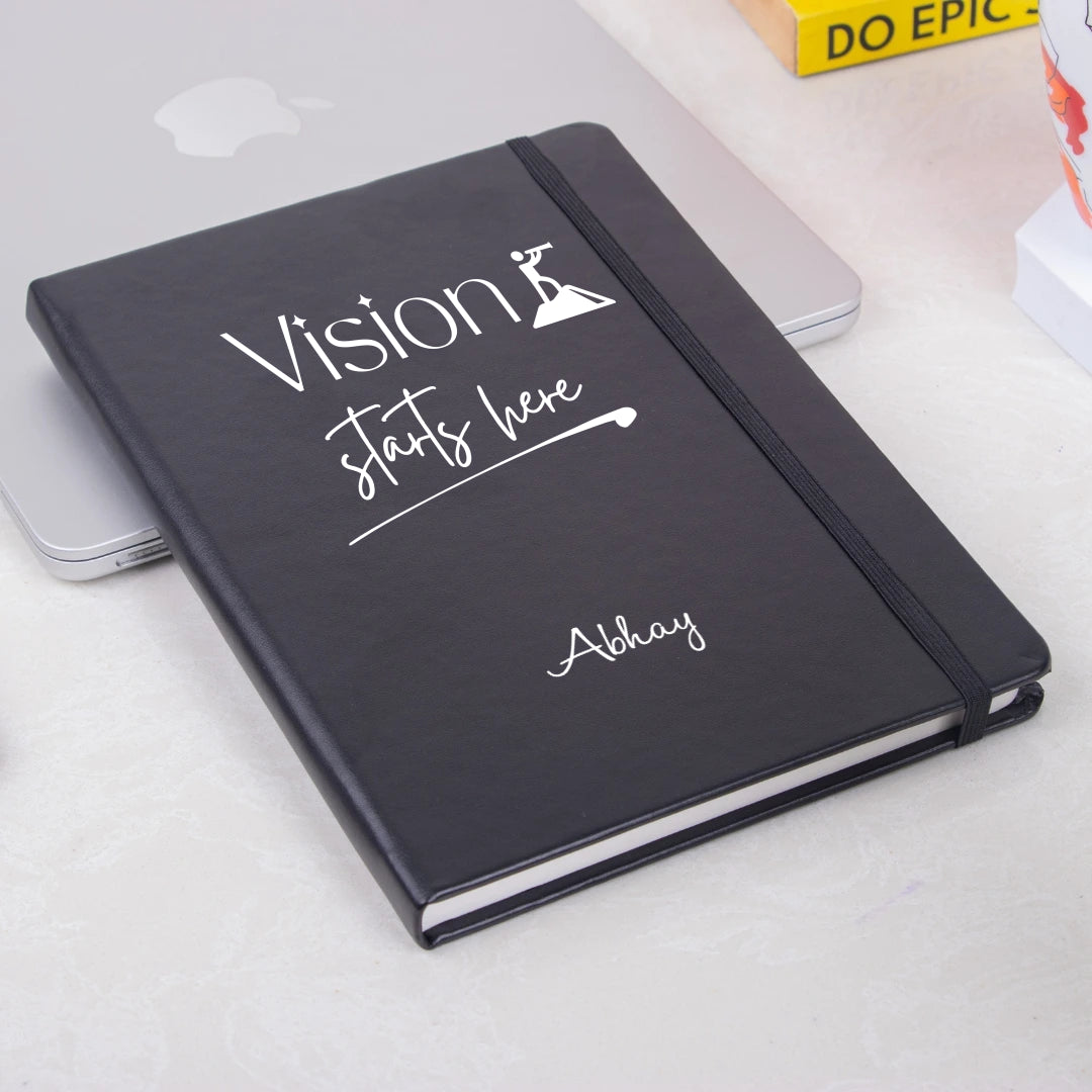 Vision Starts Here Personalized Black Diary