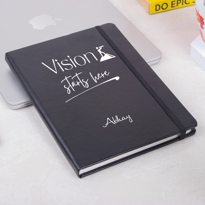 Vision Starts Here Personalized Black Diary