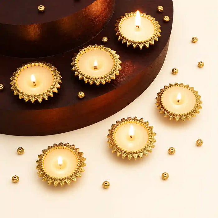 Bright Lights Set of 6 Floral Diyas