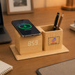 Bamboo Wireless Charging Hub with LED Clock