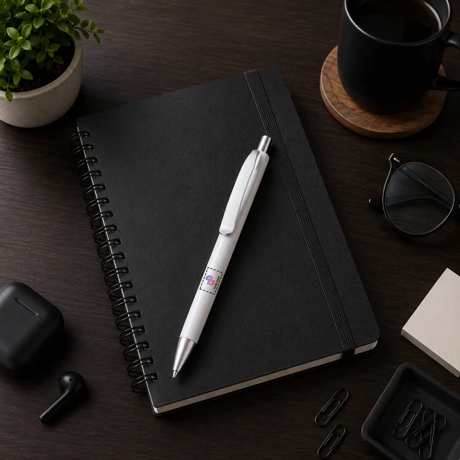 Curved Clip Rubber-Finish Click-Action Pen