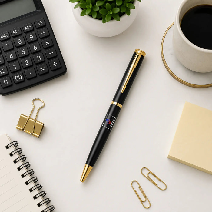 Black Classic Metal Pen with Gold Accents