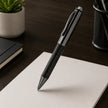 Black Textured Rubber-Grip Metal Pen