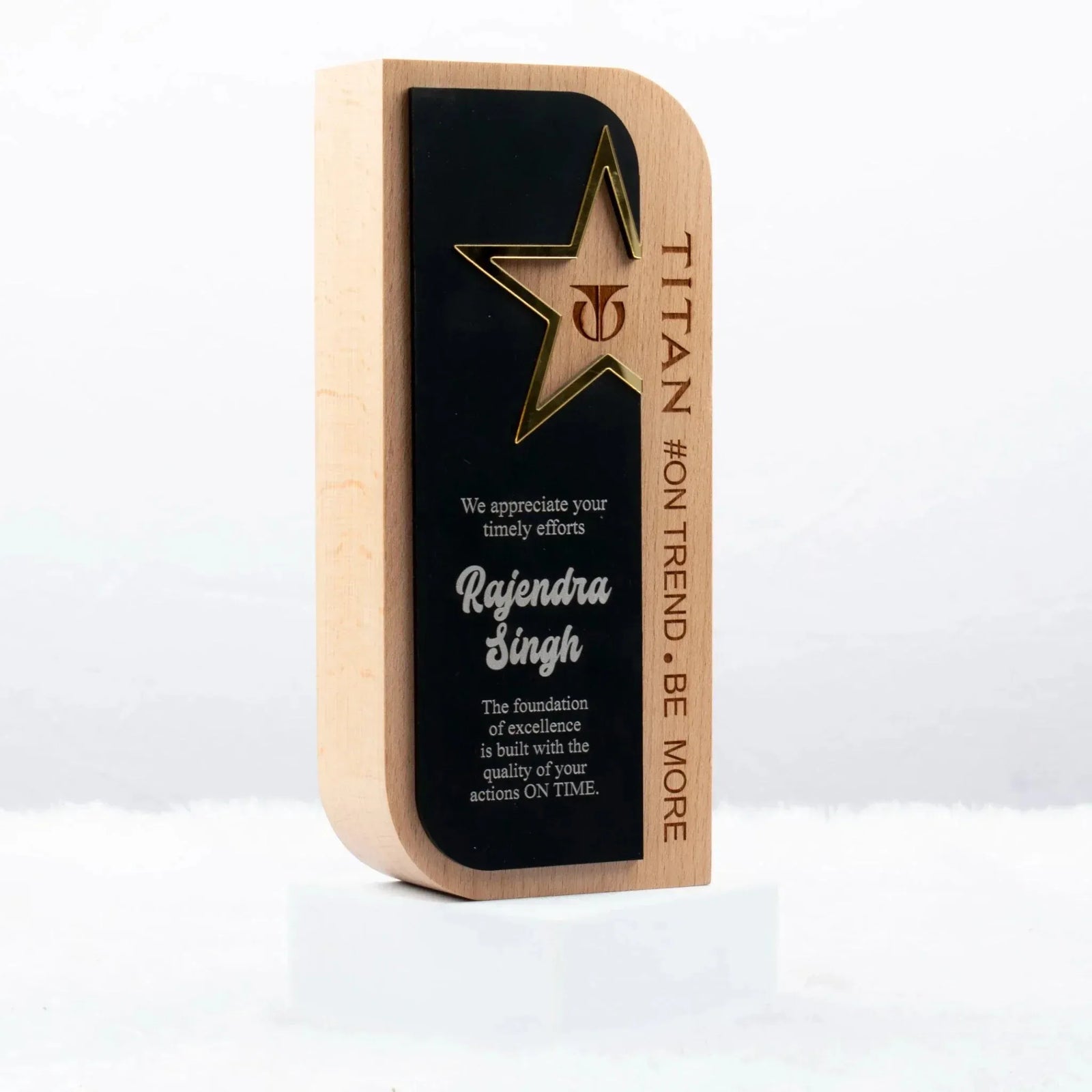 Prestige Curve Wooden Trophy