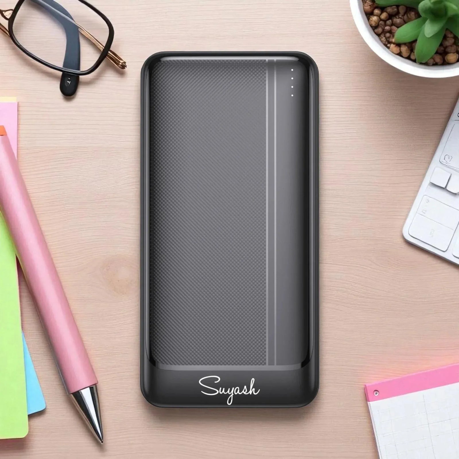 wide angle upper shot EnTech Plus portable 20000mAh power bank high capacity custom tech essential and personalized gifts for husband