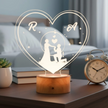 Evergreen Love Personalized LED Lamp - Wooden Finish Base