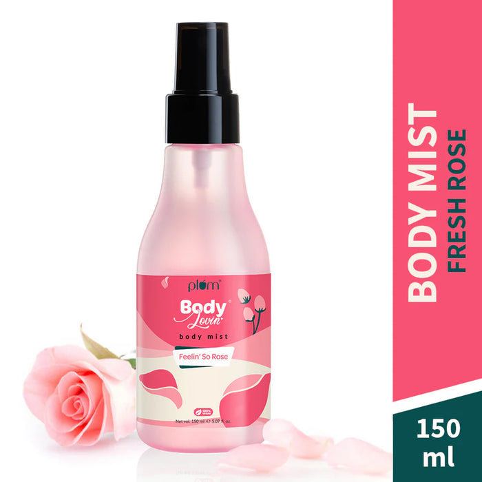 Feelin' So Rose Body Mist 150ml with floral scent and rose petals, perfect for daily freshness and gifting.