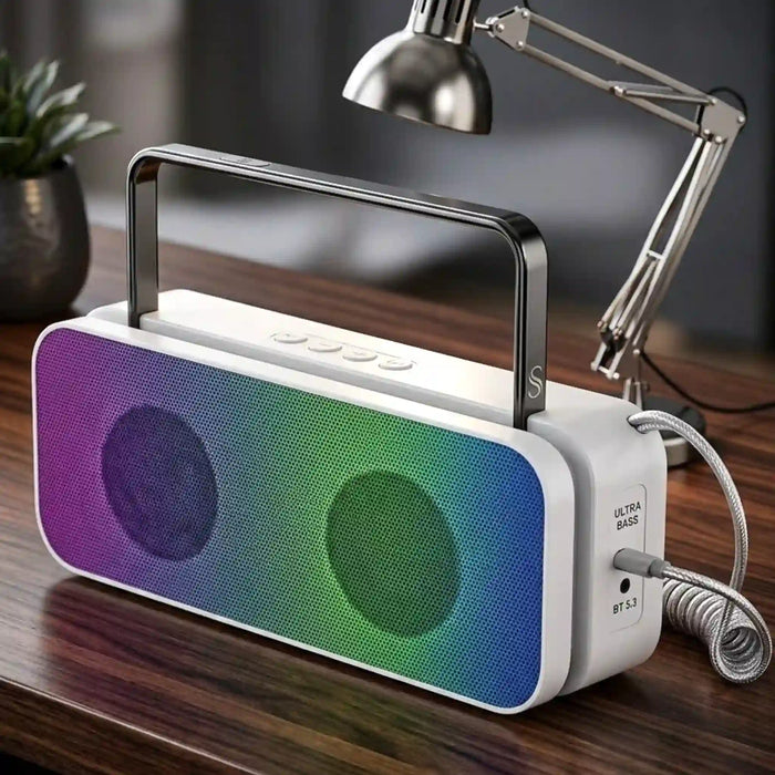side angle Personalized flip speaker portable high quality audio gadget and personalized birthday gifts for him