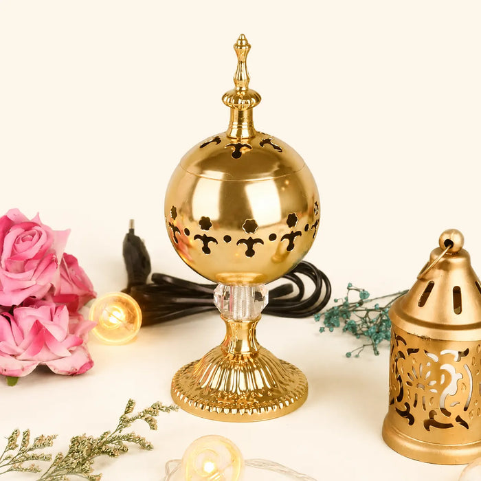Golden Oil Burner for Fragrance Diffusion