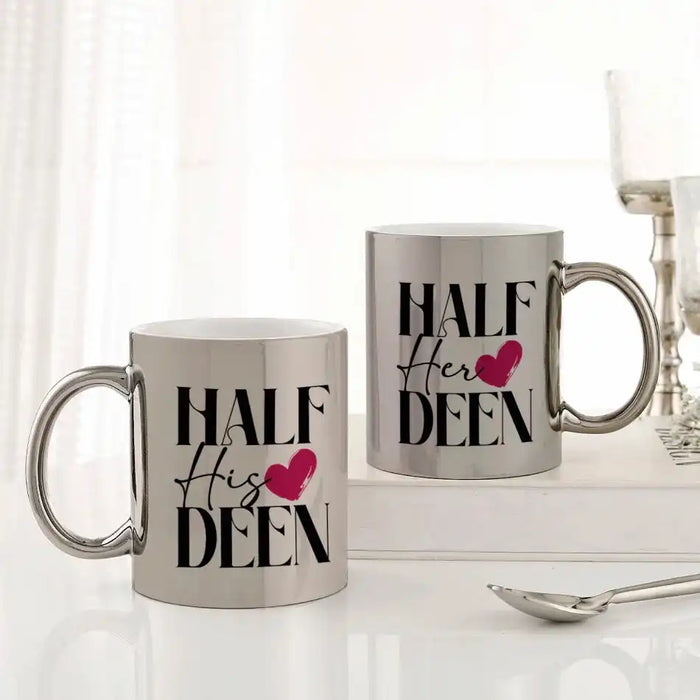 Love And Deen Metallic Mugs sleek custom set of 2 and personalized couple mugs