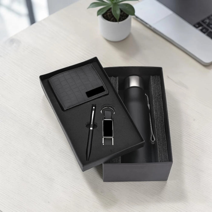 black Premium croco bottle and wallet set luxury gift bundle for professionals and executive corporate gifting