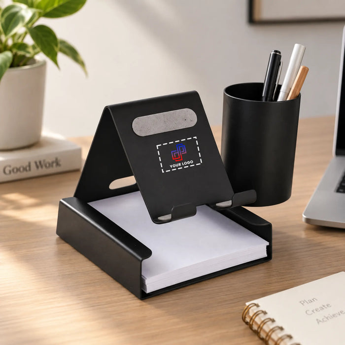 Multifunctional Desk Mobile Stand with Notepad & Pen Holder