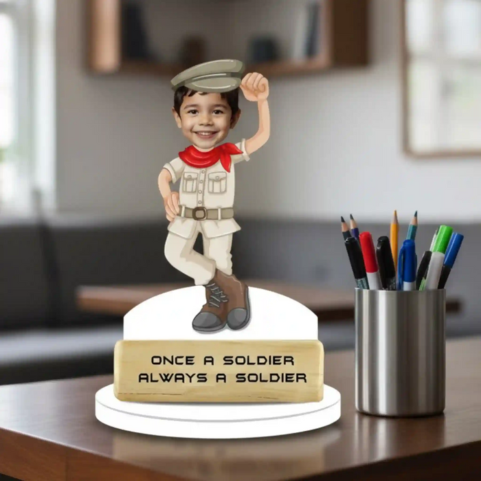 Once a Soldier caricature fun respectful custom artwork and personalized soldier caricature