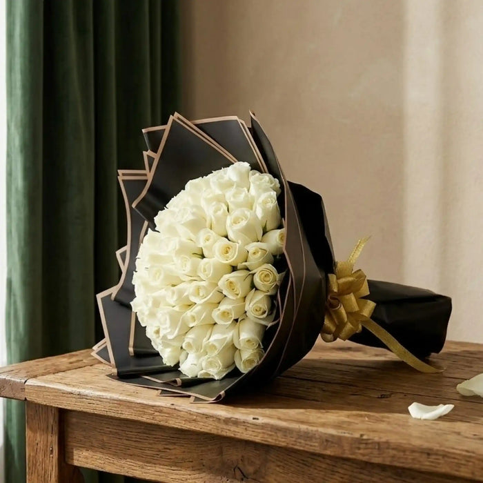 Peaceful White Roses Bouquet