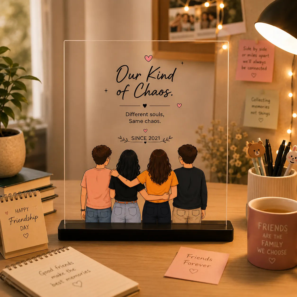 Personalized Friendship Acrylic Plaque with Custom Illustration