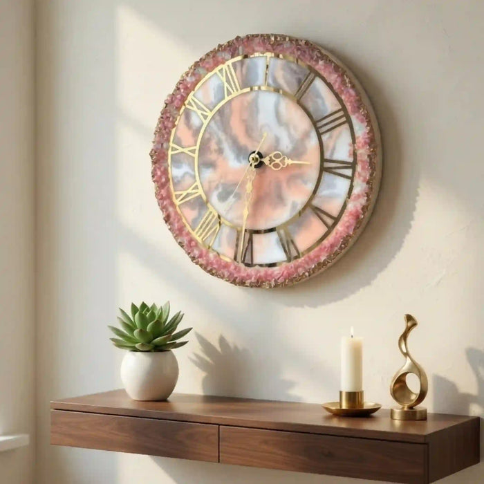 Pink Geode Wall Clock