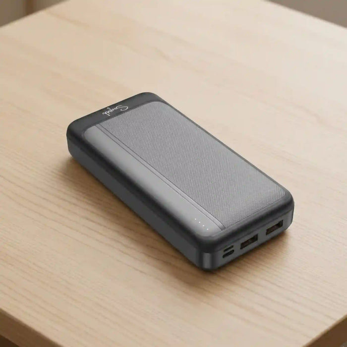upper angle Portable EnTech 10000 mAh powerbank reliable compact custom charger and custom travel gifts