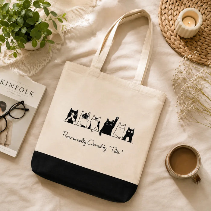 Purr-sonally Yours Personalized Cat Tote Bag