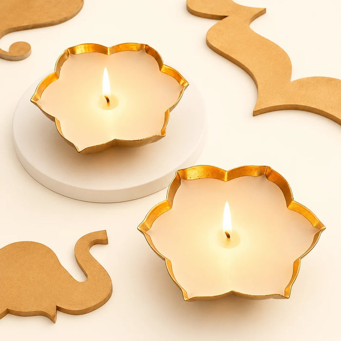 Rhombus Metal Diya - Set Of 2