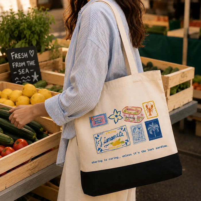 Seaside Sardine Printed Tote Bag