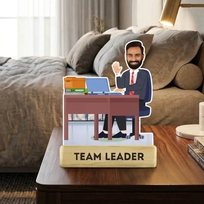Team leader male caricature fun custom artwork and personalized male boss caricature