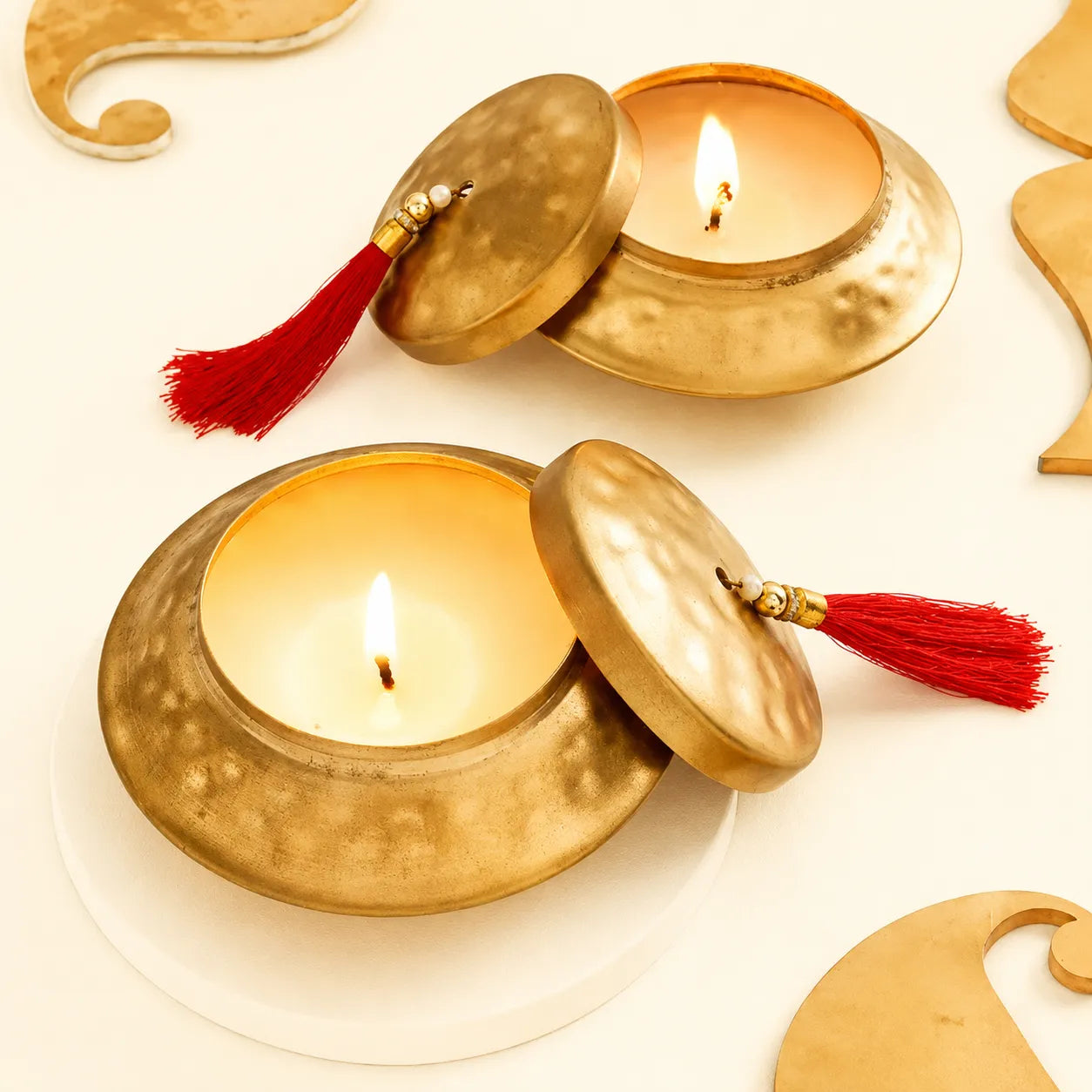 Thatera Work Matki-Shaped Candle Container - Set Of 2