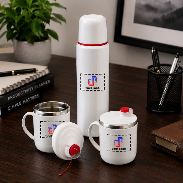 Ospill Premium 3-Piece Flask & Mug Gift Set