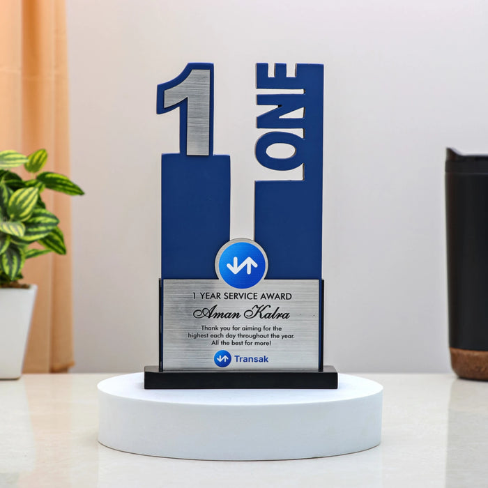 Wooden Long Service Award Trophy for Employee Recognition