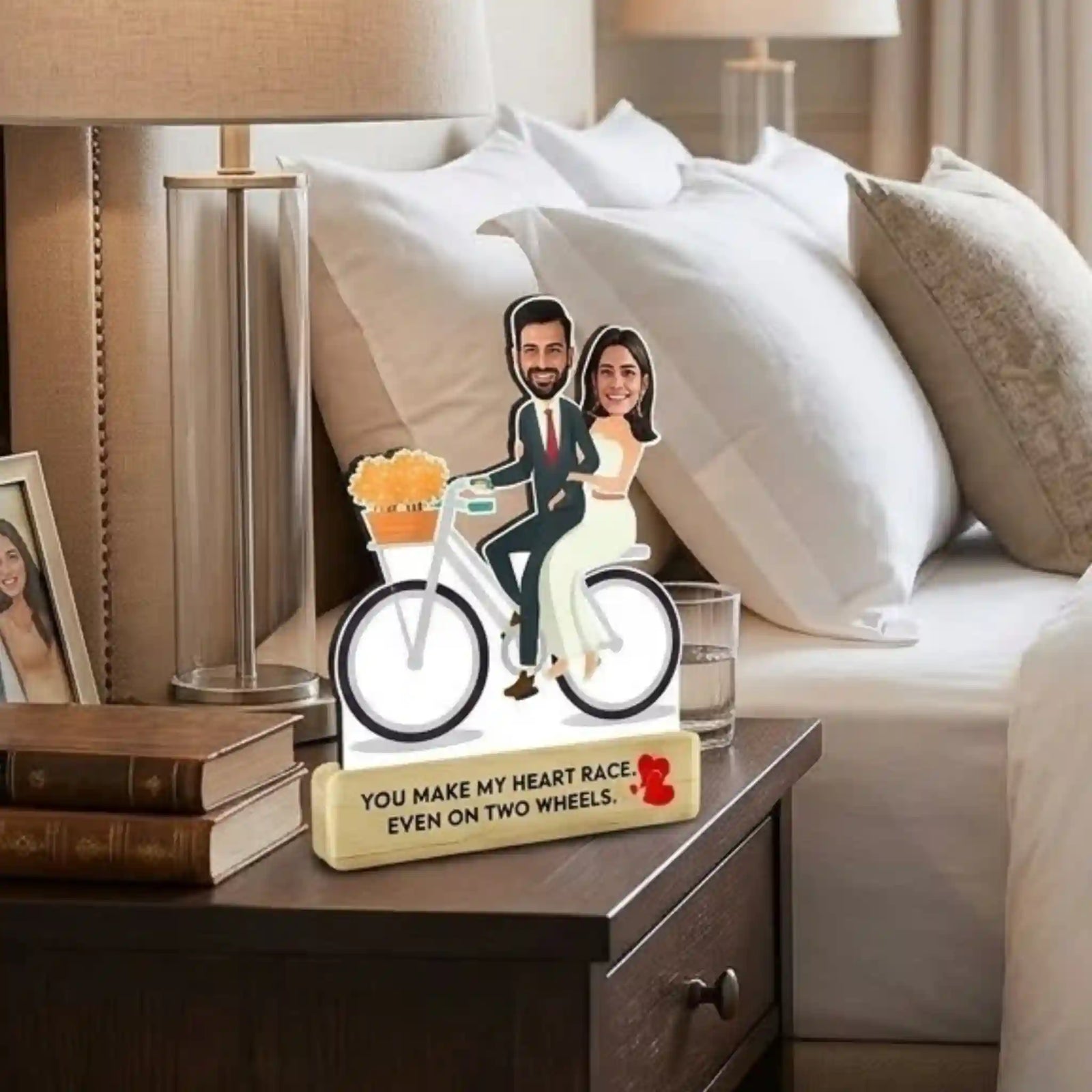 You Make My Heart Race caricature fun romantic custom artwork and personalized couple caricature