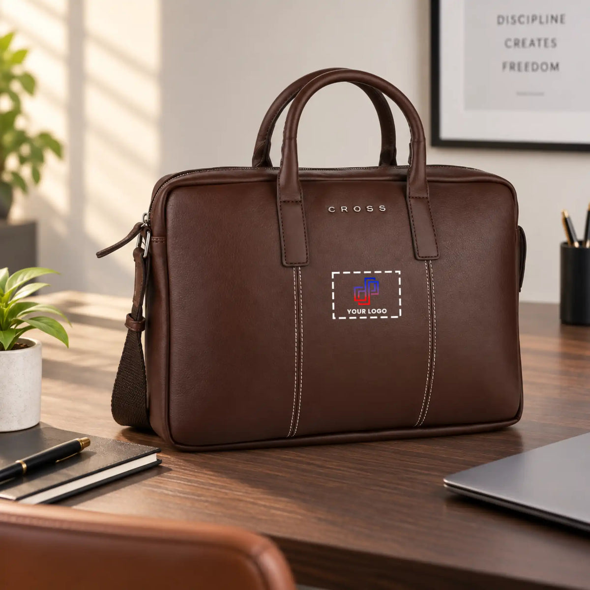 CROSS Croco Classy Premium Brown Laptop Briefcase