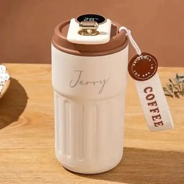 brown flask engraved with name Personalized Brown Insulated Steel Flask stylish custom gift and personalized brown insulated flask